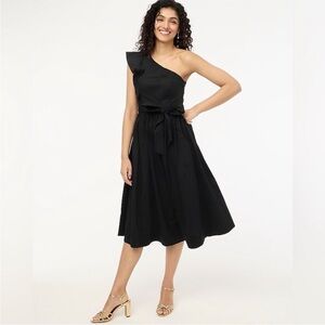 Jcrew One-shoulder black midi dress